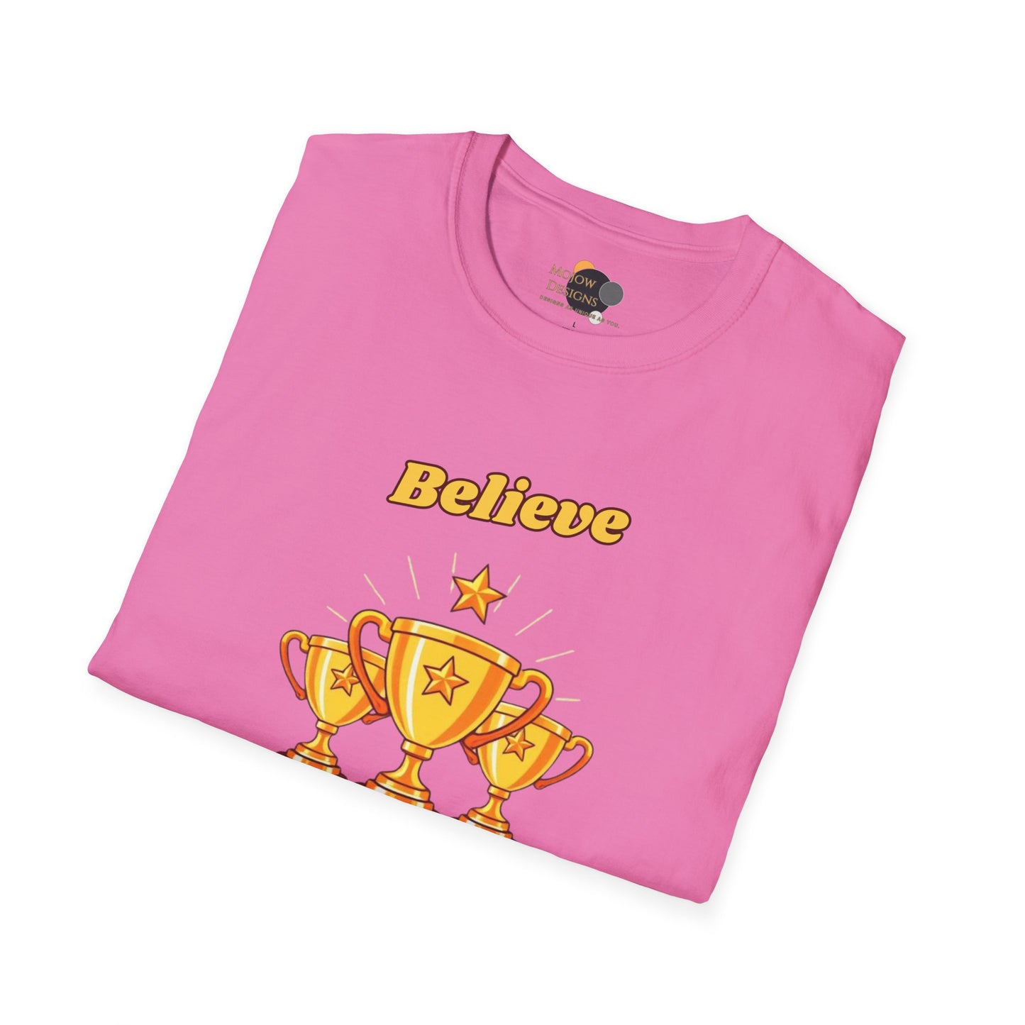 Believe & Achieve Motivational T-Shirt, Unisex Casual Tee, Perfect for Achievers, Gift for Graduations, Sports Events, or Daily Inspiration