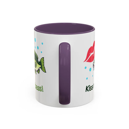 Funny Fishing Mug, Kiss My Bass Coffee Cup, Great for Anglers, Unique Gift for Dad, Humorous Fishing Lover Present, 11oz