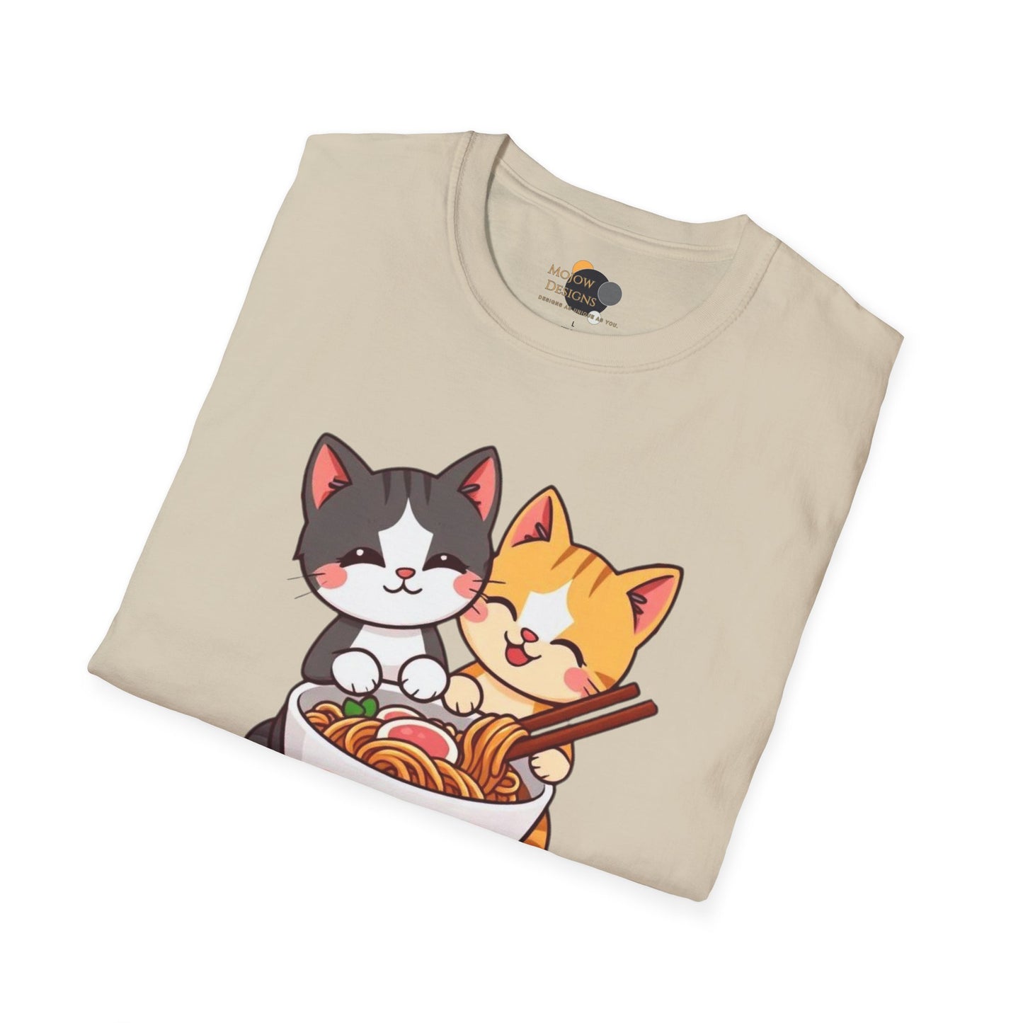 Cute Cat Noodle Lovers Unisex Softstyle T-Shirt, Pet Lover Gift, Casual Top, Fun Gift for Foodies, Anime Inspired Tee