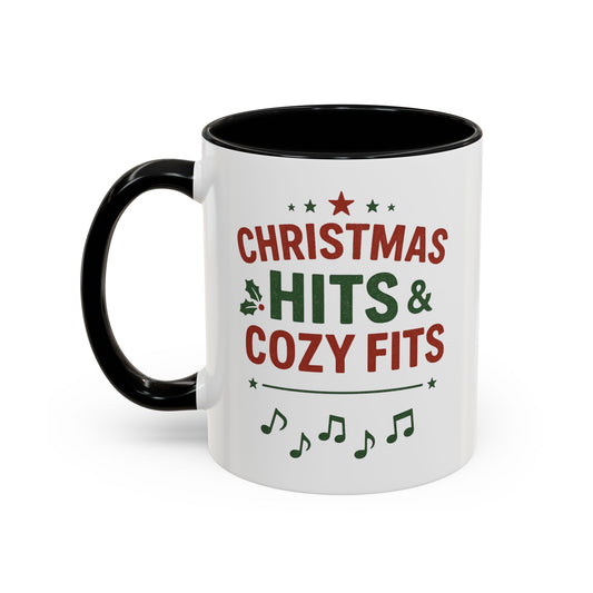 Christmas Hits & Cozy Fits Coffee Mug — Holiday Music & Cozy Outfit Gift