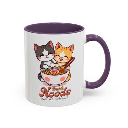 Cute Cat-Themed Coffee Mug, Send Noods Mug, Fun Gift for Cat Lovers, Unique Kitchen Decor, Perfect for Birthdays or Holidays
