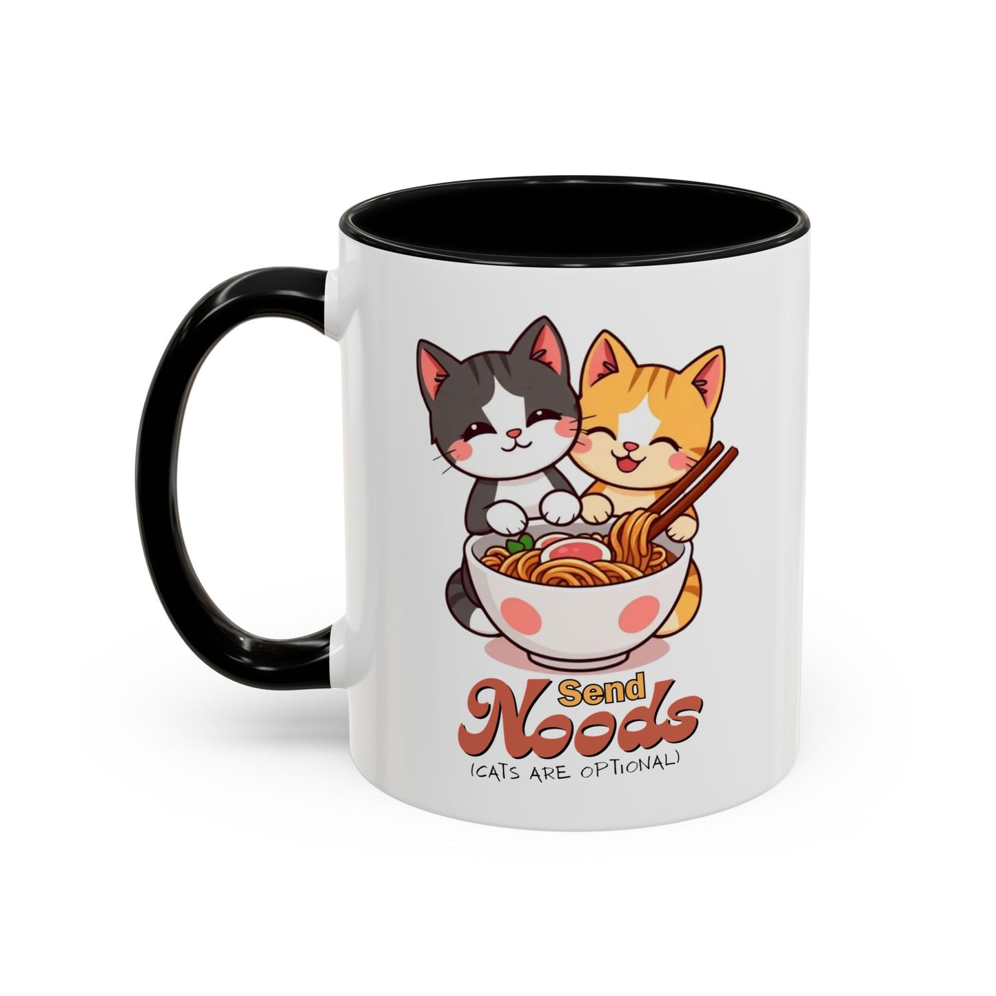 Cute Cat-Themed Coffee Mug, Send Noods Mug, Fun Gift for Cat Lovers, Unique Kitchen Decor, Perfect for Birthdays or Holidays
