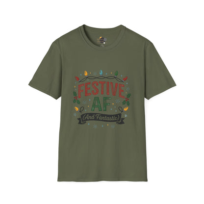Festive AF Christmas T-Shirt — Holiday Lights & Cheer Tee