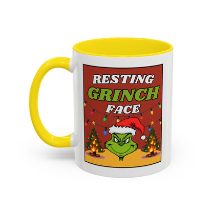 Resting Grinch Face Coffee Mug — Holiday Funny Christmas Mug