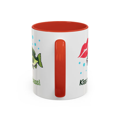Funny Fishing Mug, Kiss My Bass Coffee Cup, Great for Anglers, Unique Gift for Dad, Humorous Fishing Lover Present, 11oz