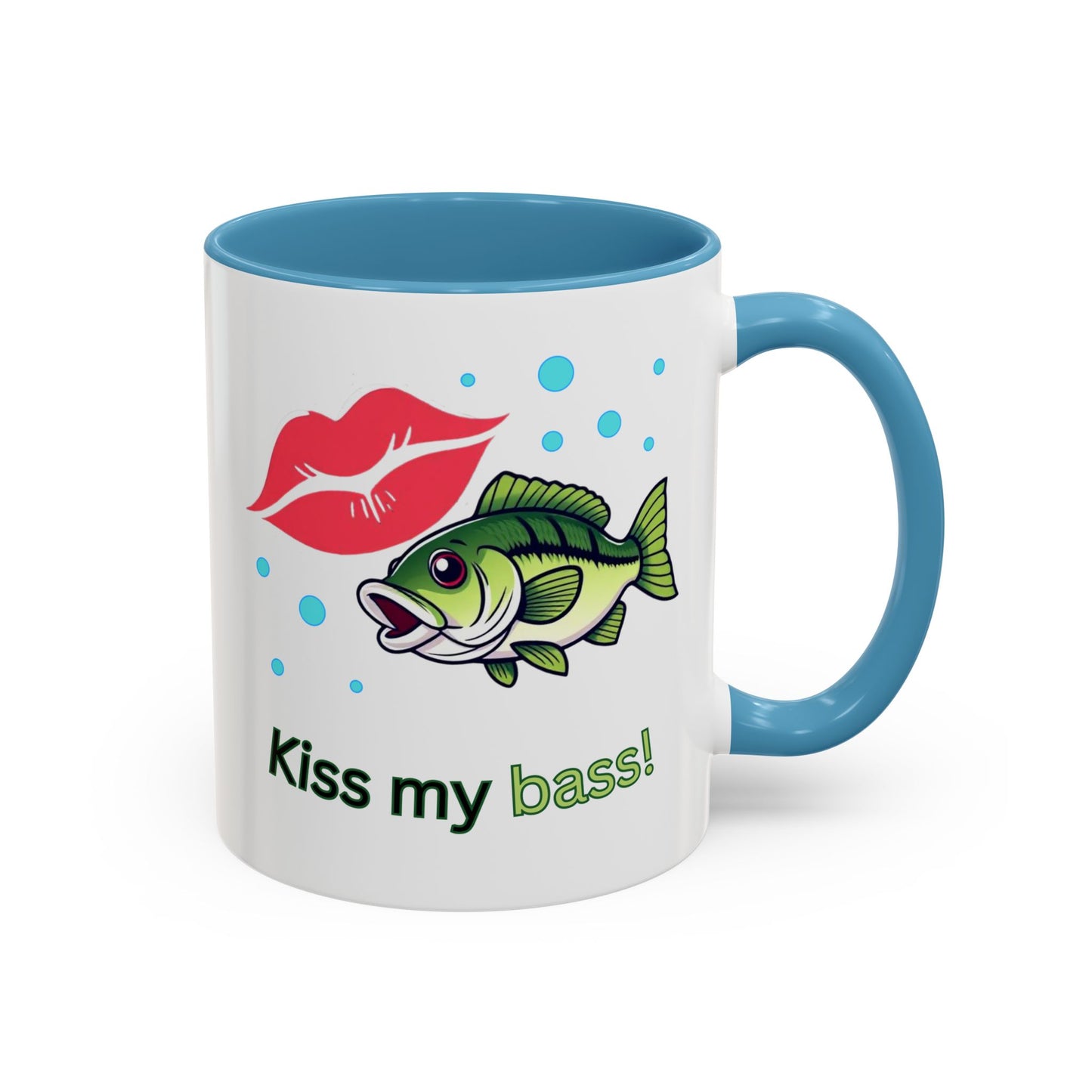 Funny Fishing Mug, Kiss My Bass Coffee Cup, Great for Anglers, Unique Gift for Dad, Humorous Fishing Lover Present, 11oz