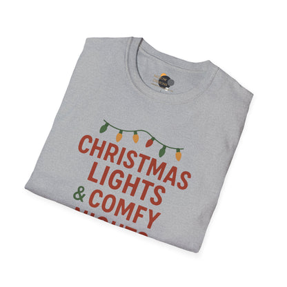 Christmas Lights & Comfy Nights T-Shirt — Cozy Holiday Graphic Tee