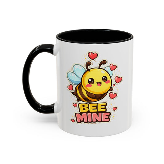 Bee Mine Accent Coffee Mug — Cute Valentine Bee Design