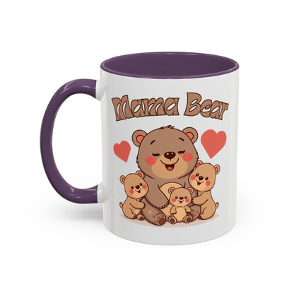 Mama Bear Accent Coffee Mug – Perfect Gift for Moms, Cute Bear Design, Tea or Coffee Lover, Mother’s Day, Birthday, Baby Shower