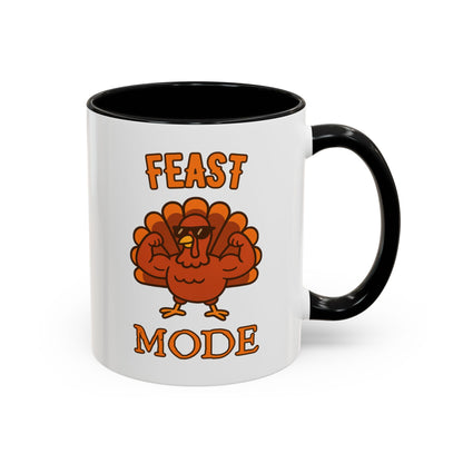 Thanksgiving Feast Mode Coffee Mug, Fun Turkey Mug, Holiday Coffee Cup, Unique Gift for Food Lovers, Fall Celebration Drinkware