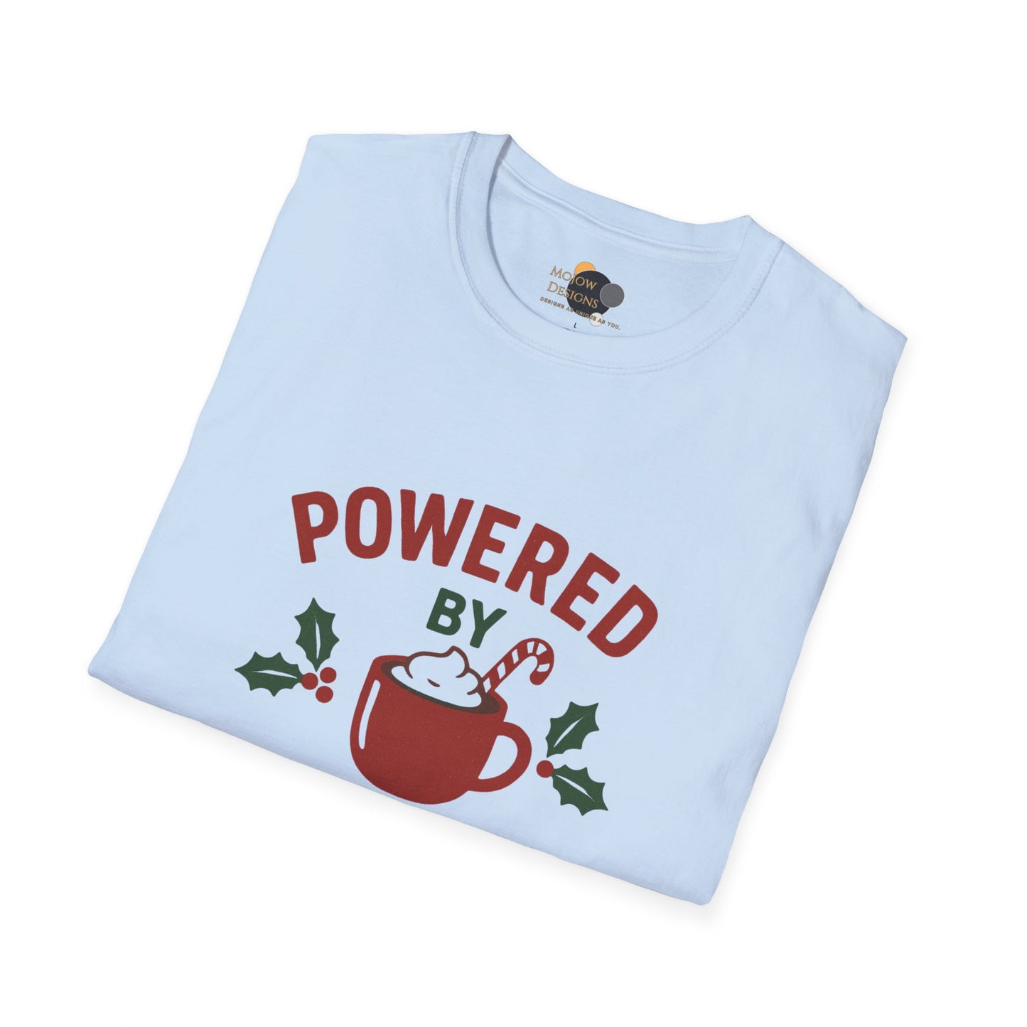 Holiday Hot Cocoa T-Shirt — "Powered by Hot Cocoa & Holiday Cheer" Christmas Tee