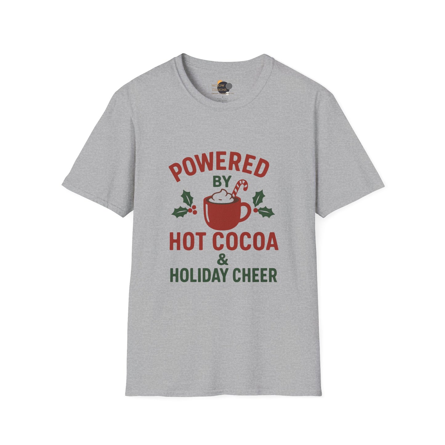 Holiday Hot Cocoa T-Shirt — "Powered by Hot Cocoa & Holiday Cheer" Christmas Tee