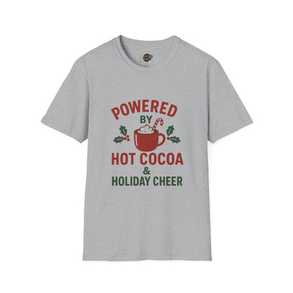 Holiday Hot Cocoa T-Shirt — "Powered by Hot Cocoa & Holiday Cheer" Christmas Tee