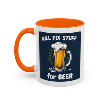 Funny Fix Stuff Coffee Mug, Gift for Handyman, Beer Lover's Cup, Home Office Decor, Funny Gift for Dad, Birthday Gift Idea