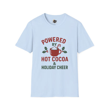 Holiday Hot Cocoa T-Shirt — "Powered by Hot Cocoa & Holiday Cheer" Christmas Tee
