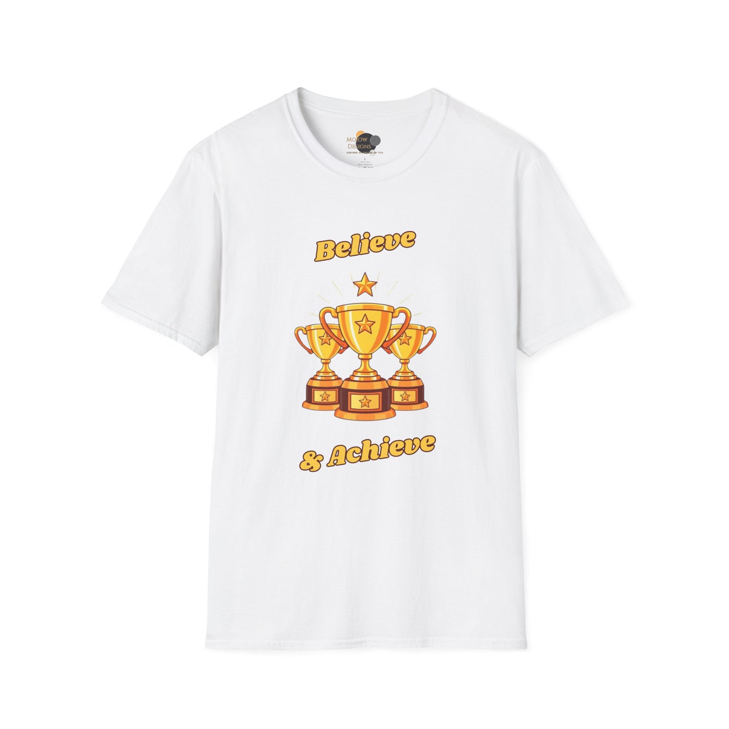 Believe & Achieve Motivational T-Shirt, Unisex Casual Tee, Perfect for Achievers, Gift for Graduations, Sports Events, or Daily Inspiration