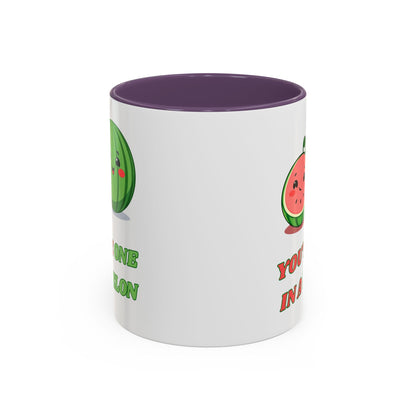 Cute Watermelon Coffee Mug - You're One in a Melon, Gift for Fruit Lovers, Summer Vibes, Inspirational Mug, Kitchen Decor