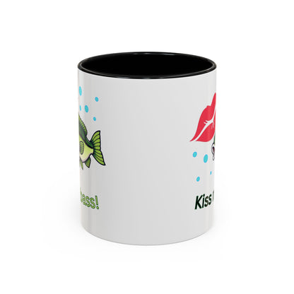Funny Fishing Mug, Kiss My Bass Coffee Cup, Great for Anglers, Unique Gift for Dad, Humorous Fishing Lover Present, 11oz