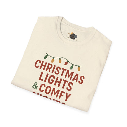Christmas Lights & Comfy Nights T-Shirt — Cozy Holiday Graphic Tee