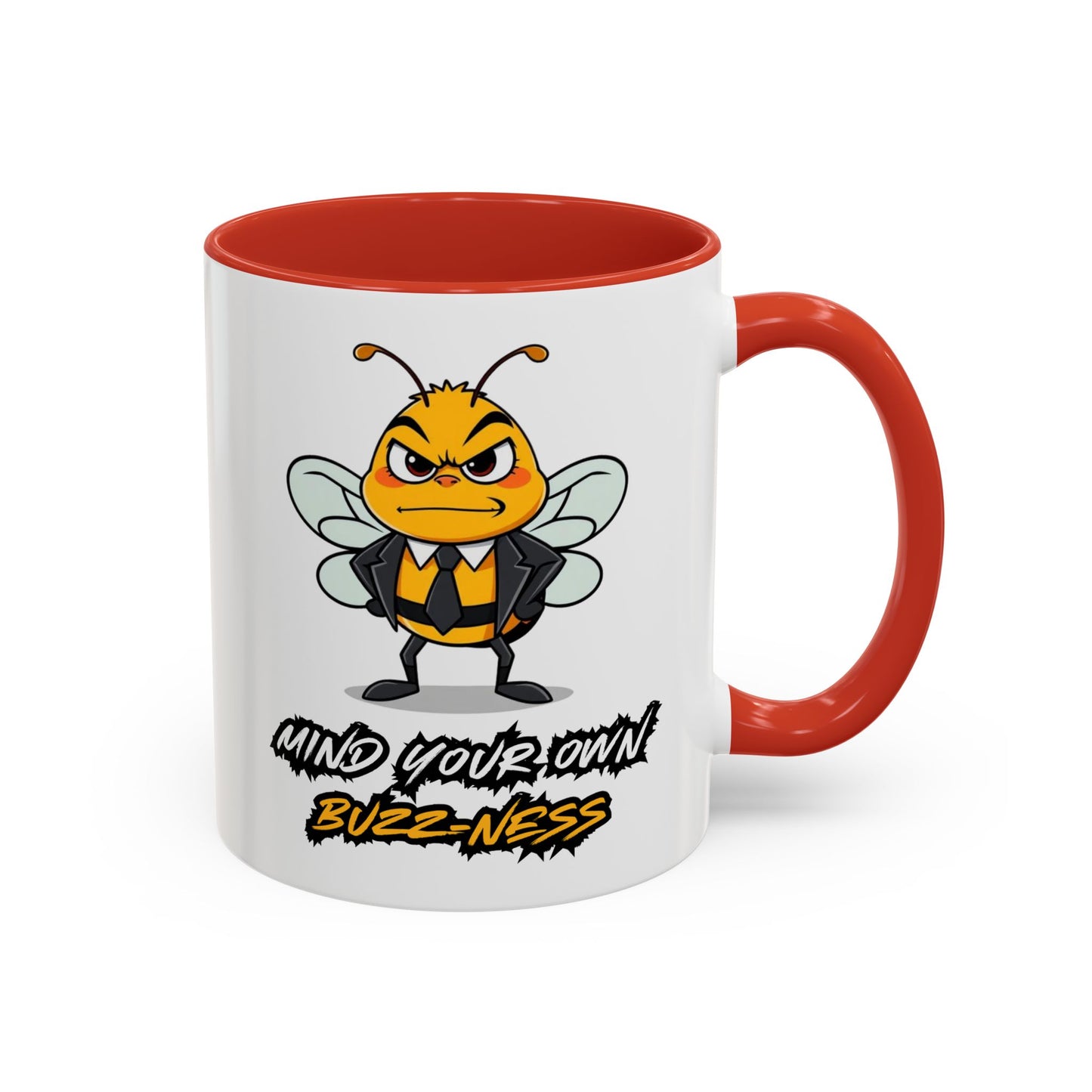 Mind Your Own Buzz-ness Accent Coffee Mug | Funny Bee Gift for Coffee Lovers, Bee Lover Mug, Humorous Kitchen Decor, Perfect for Gifts, Spring Time