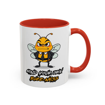 Mind Your Own Buzz-ness Accent Coffee Mug | Funny Bee Gift for Coffee Lovers, Bee Lover Mug, Humorous Kitchen Decor, Perfect for Gifts, Spring Time