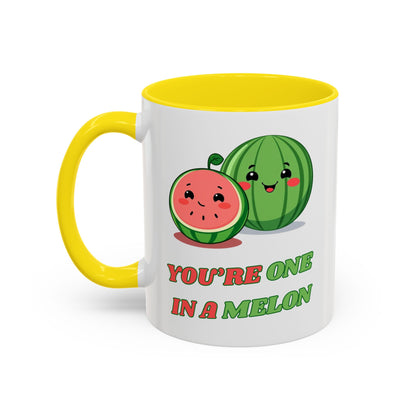 Cute Watermelon Coffee Mug - You're One in a Melon, Gift for Fruit Lovers, Summer Vibes, Inspirational Mug, Kitchen Decor