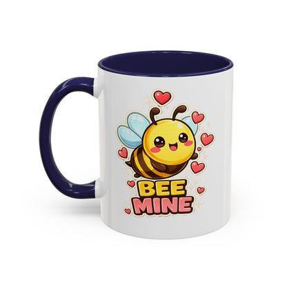 Bee Mine Accent Coffee Mug — Cute Valentine Bee Design