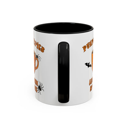 Halloween Pumpkin Spice Coffee Mug, Spooky Gift for Fall, Black Handle, Autumn Decor, Seasonal Coffee Cup