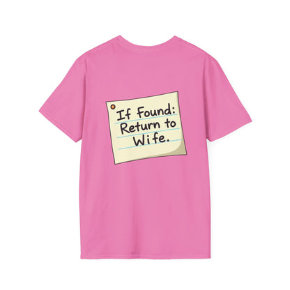 Return To Wife T-Shirt, Funny Husband Shirt, Gift for Him, Humor Apparel, Quirky Tee, Anniversary Present, Casual Wear