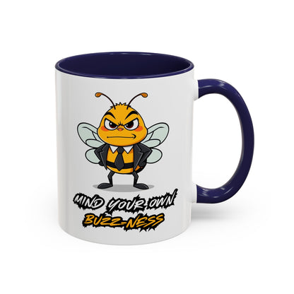 Mind Your Own Buzz-ness Accent Coffee Mug | Funny Bee Gift for Coffee Lovers, Bee Lover Mug, Humorous Kitchen Decor, Perfect for Gifts, Spring Time