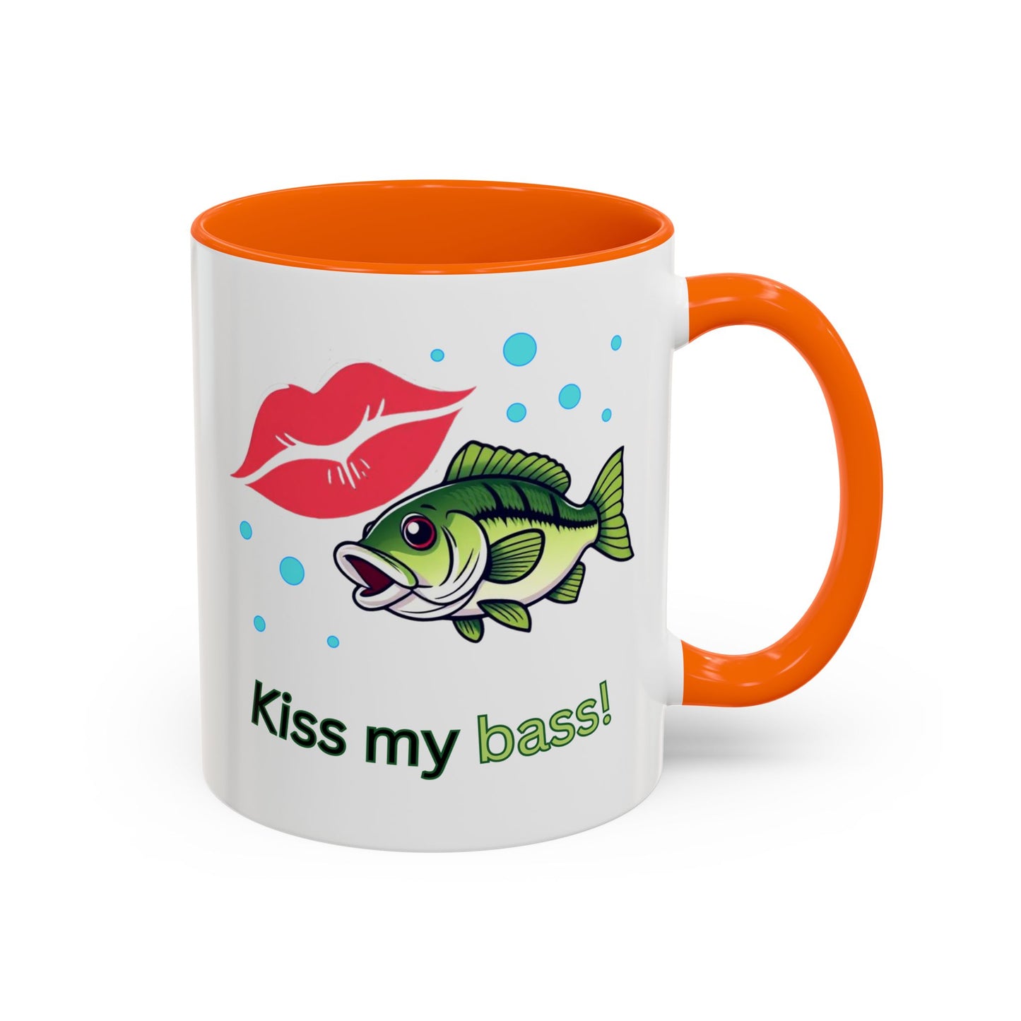 Funny Fishing Mug, Kiss My Bass Coffee Cup, Great for Anglers, Unique Gift for Dad, Humorous Fishing Lover Present, 11oz