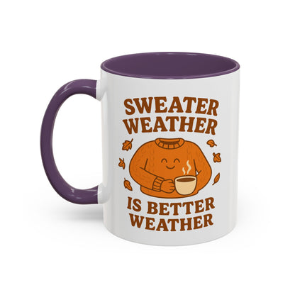 Cozy Fall Mug with Sweater Weather Design, Autumn Coffee Mug, Cute Gift for Pumpkin Spice Lovers, Hot Chocolate, Thanksgiving, Fall Decor