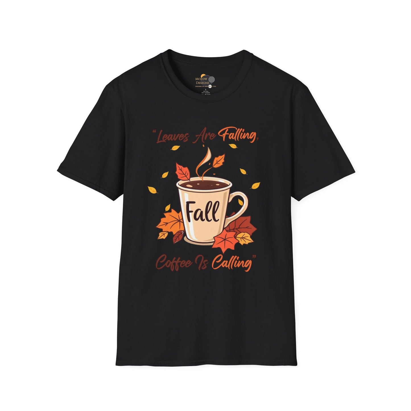 Fall-themed Unisex Softstyle T-Shirt, Cozy Autumn Top, Gift for Coffee Lovers, Seasonal Apparel, Perfect for Thanksgiving