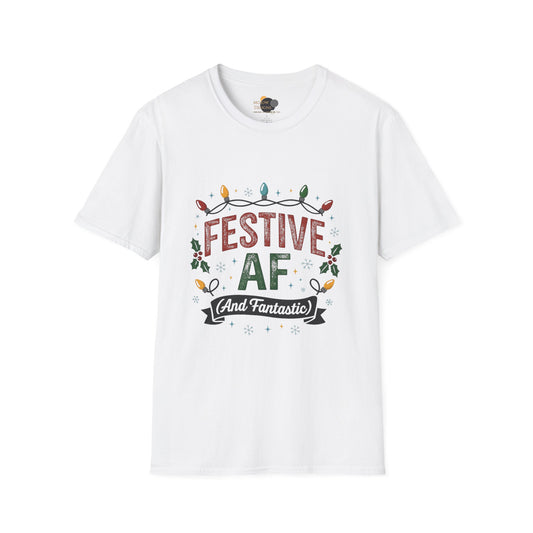 Festive AF Christmas T-Shirt — Holiday Lights & Cheer Tee