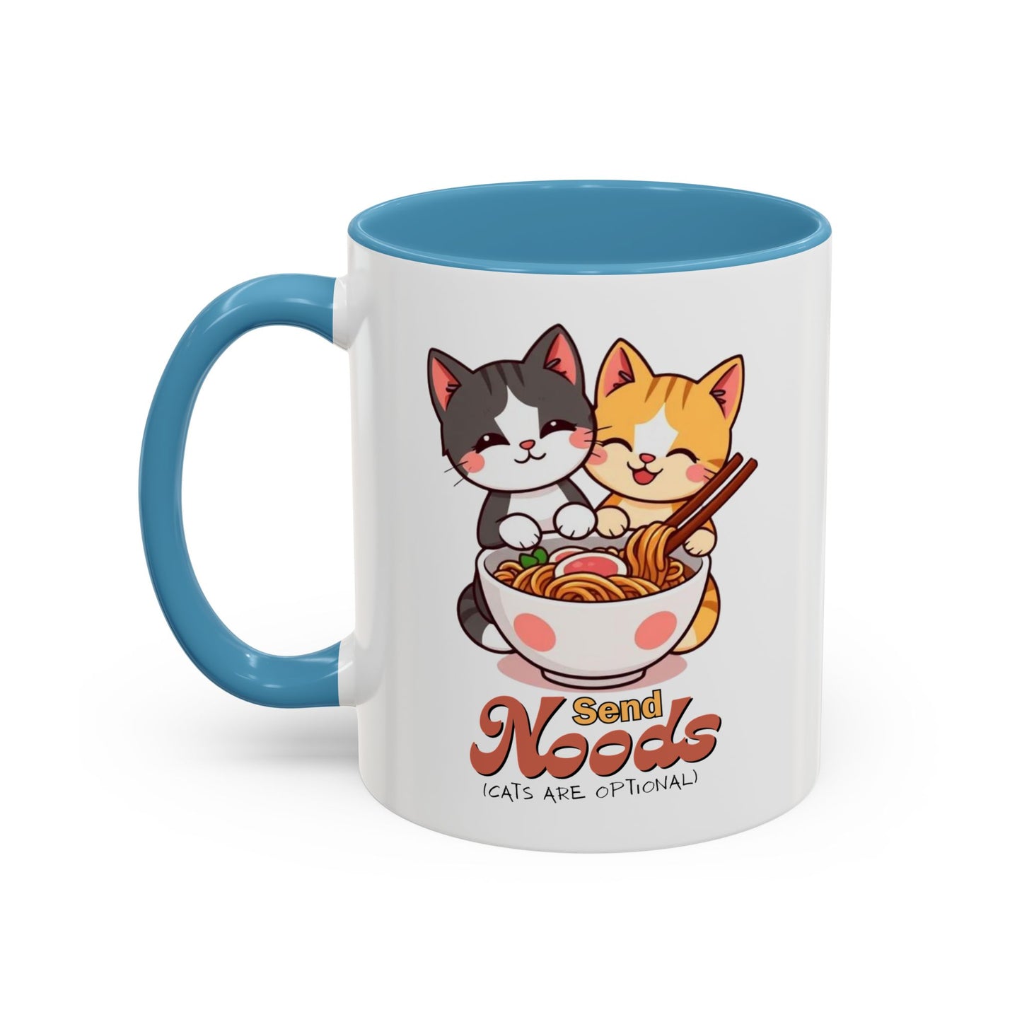 Cute Cat-Themed Coffee Mug, Send Noods Mug, Fun Gift for Cat Lovers, Unique Kitchen Decor, Perfect for Birthdays or Holidays