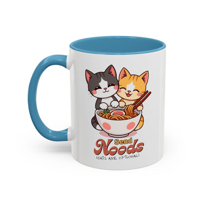 Cute Cat-Themed Coffee Mug, Send Noods Mug, Fun Gift for Cat Lovers, Unique Kitchen Decor, Perfect for Birthdays or Holidays