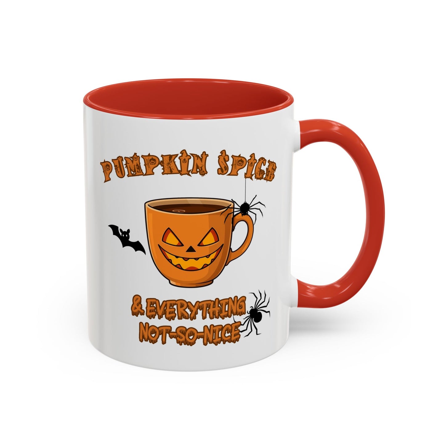 Halloween Pumpkin Spice Coffee Mug, Spooky Gift for Fall, Black Handle, Autumn Decor, Seasonal Coffee Cup