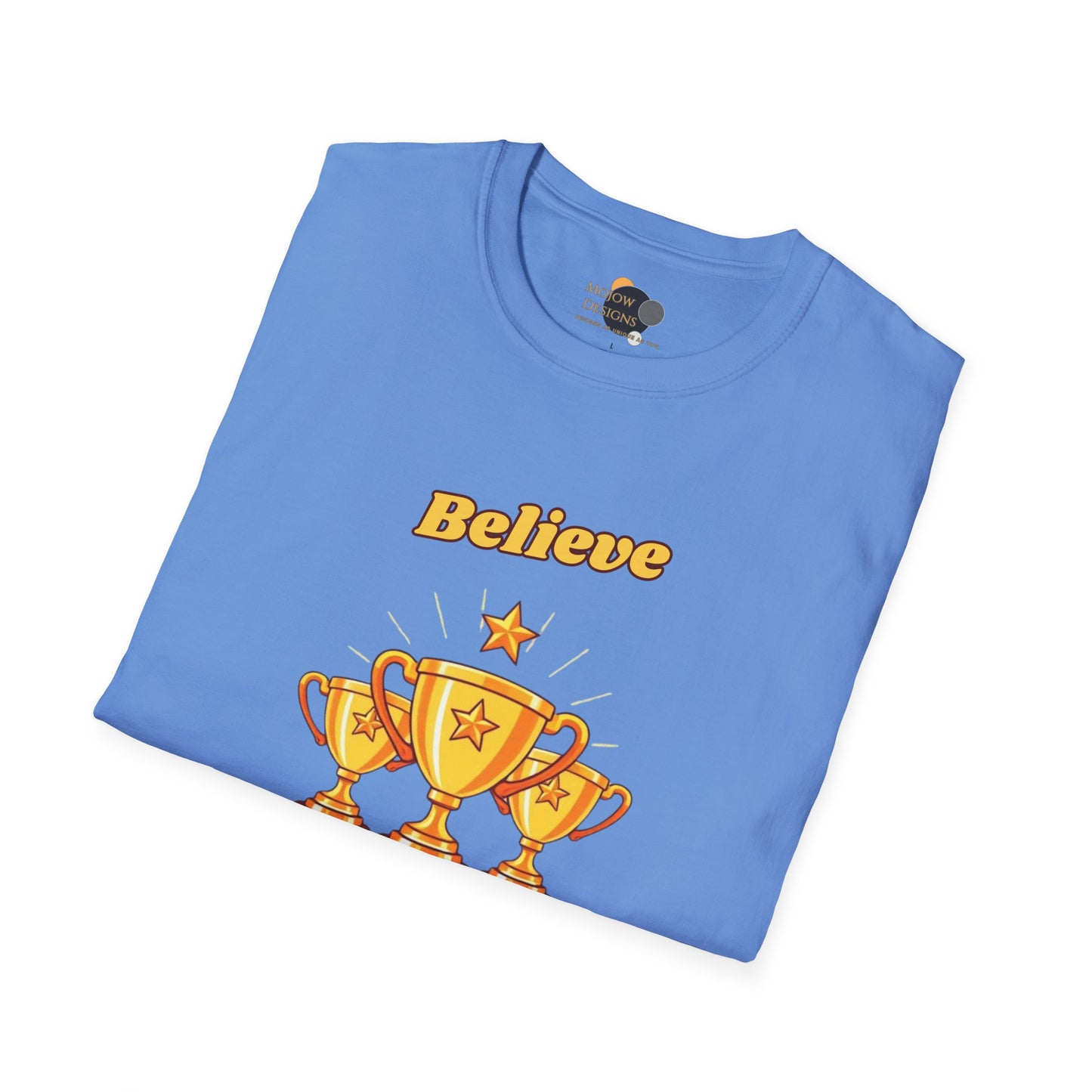 Believe & Achieve Motivational T-Shirt, Unisex Casual Tee, Perfect for Achievers, Gift for Graduations, Sports Events, or Daily Inspiration