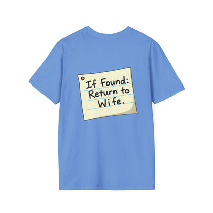 Return To Wife T-Shirt, Funny Husband Shirt, Gift for Him, Humor Apparel, Quirky Tee, Anniversary Present, Casual Wear