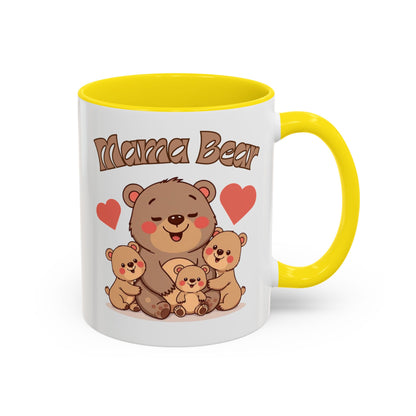 Mama Bear Accent Coffee Mug – Perfect Gift for Moms, Cute Bear Design, Tea or Coffee Lover, Mother’s Day, Birthday, Baby Shower