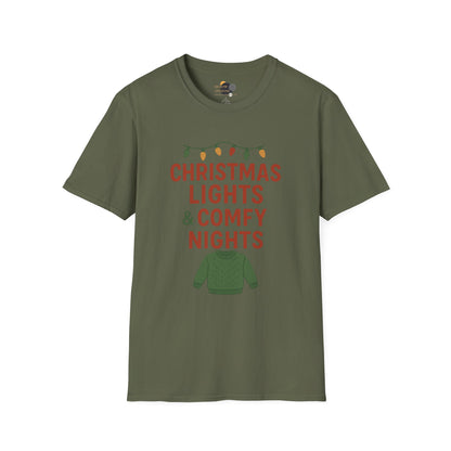Christmas Lights & Comfy Nights T-Shirt — Cozy Holiday Graphic Tee