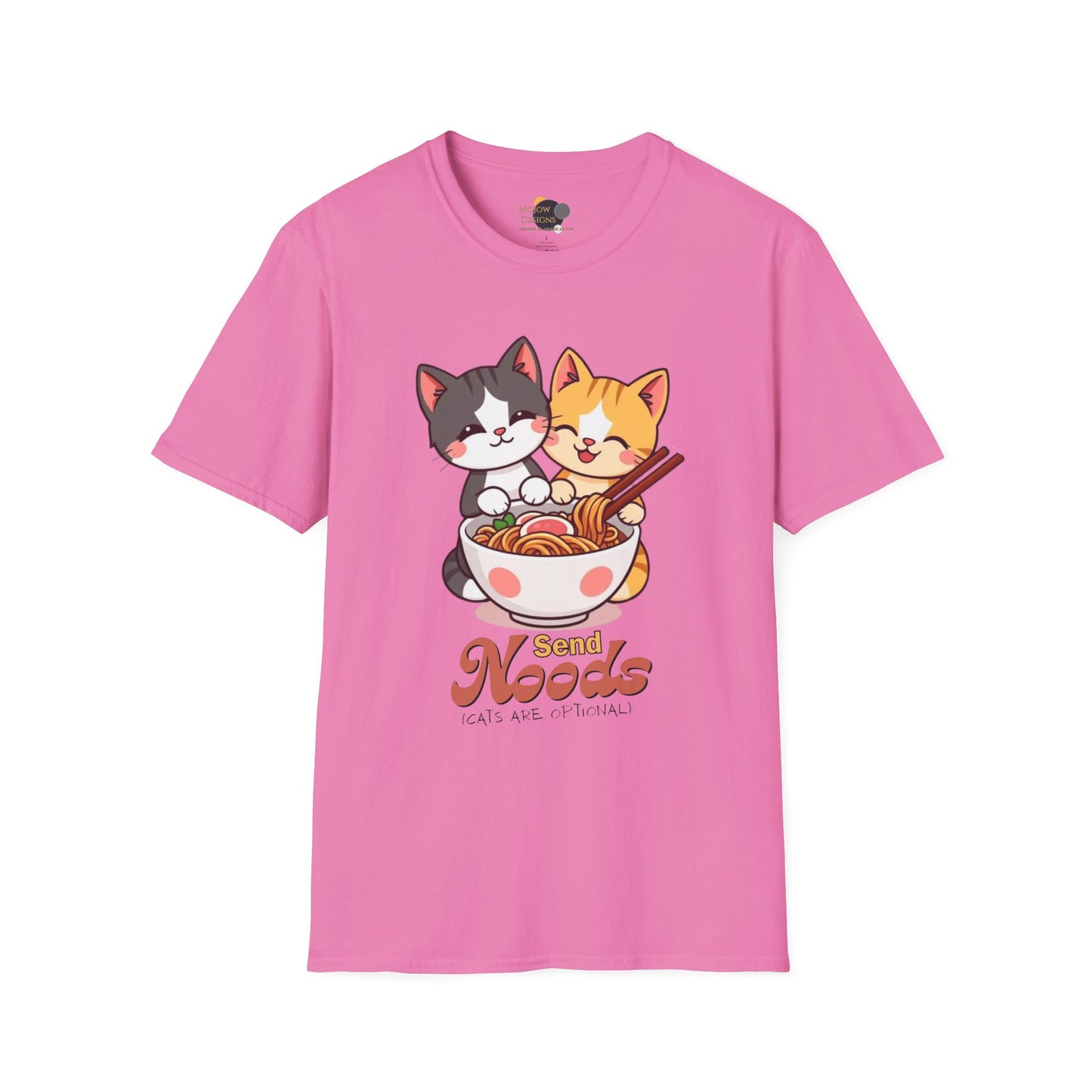 Cute Cat Noodle Lovers Unisex Softstyle T-Shirt, Pet Lover Gift, Casual Top, Fun Gift for Foodies, Anime Inspired Tee