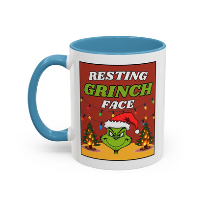 Resting Grinch Face Coffee Mug — Holiday Funny Christmas Mug