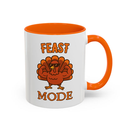 Thanksgiving Feast Mode Coffee Mug, Fun Turkey Mug, Holiday Coffee Cup, Unique Gift for Food Lovers, Fall Celebration Drinkware