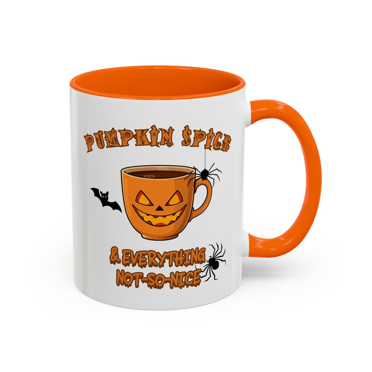 Halloween Pumpkin Spice Coffee Mug, Spooky Gift for Fall, Black Handle, Autumn Decor, Seasonal Coffee Cup