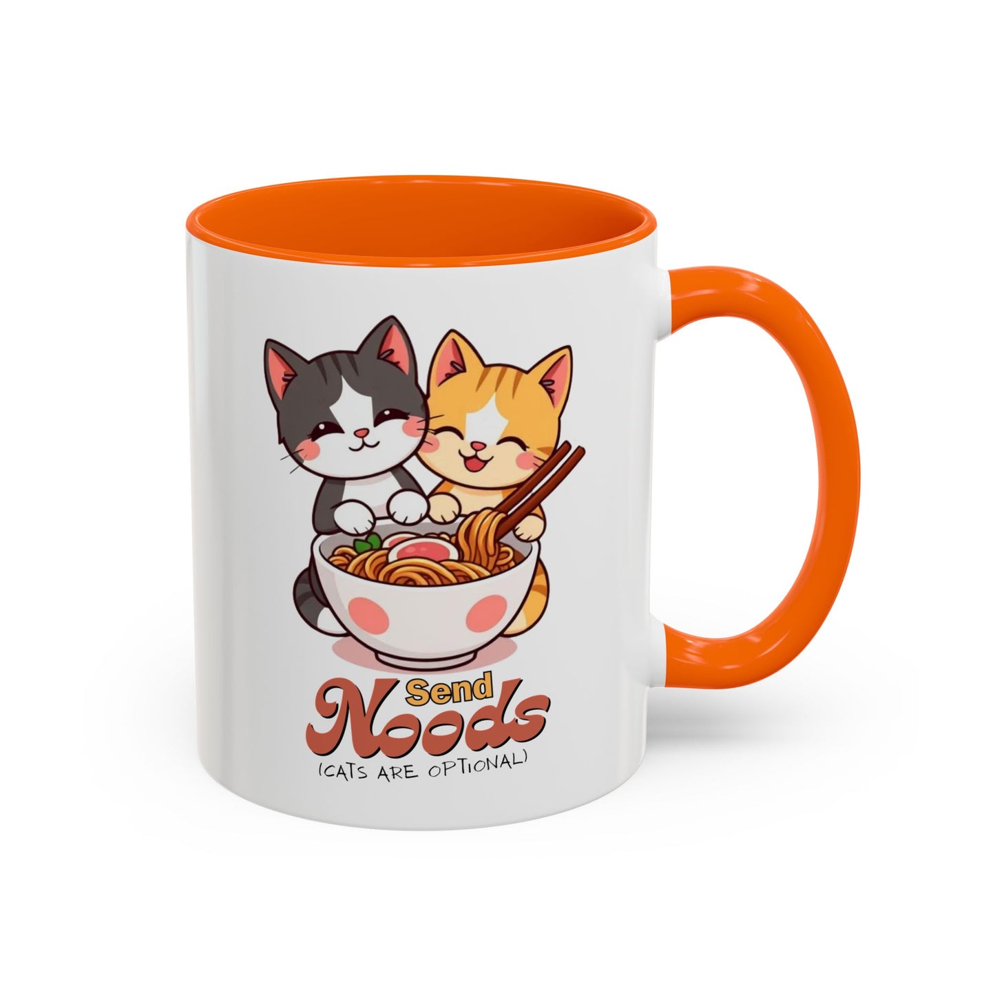 Cute Cat-Themed Coffee Mug, Send Noods Mug, Fun Gift for Cat Lovers, Unique Kitchen Decor, Perfect for Birthdays or Holidays