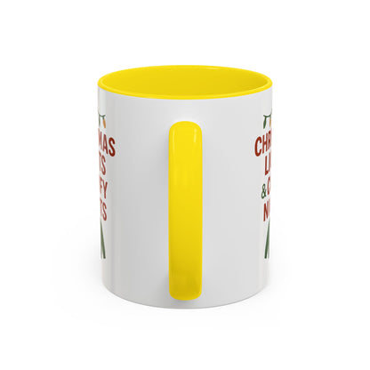 Christmas Lights & Comfy Nights Accent Coffee Mug — Holiday Cozy Sweater Tea Cup