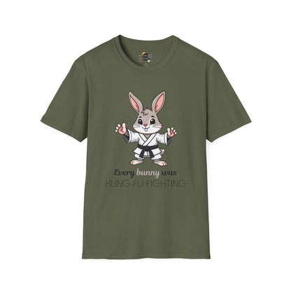 Every Bunny Was Kung-Fu Fighting T-Shirt, Unisex Martial Arts Tee, Funny Animal Shirt, Easter Apparel, Gift for Kids and Adults, Spring Time