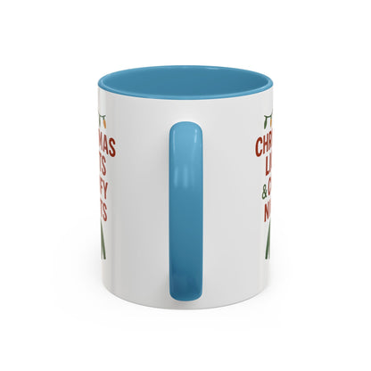 Christmas Lights & Comfy Nights Accent Coffee Mug — Holiday Cozy Sweater Tea Cup