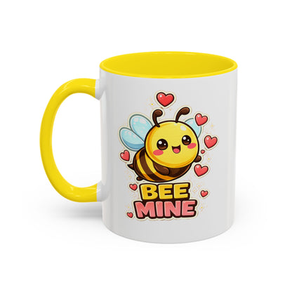 Bee Mine Accent Coffee Mug — Cute Valentine Bee Design